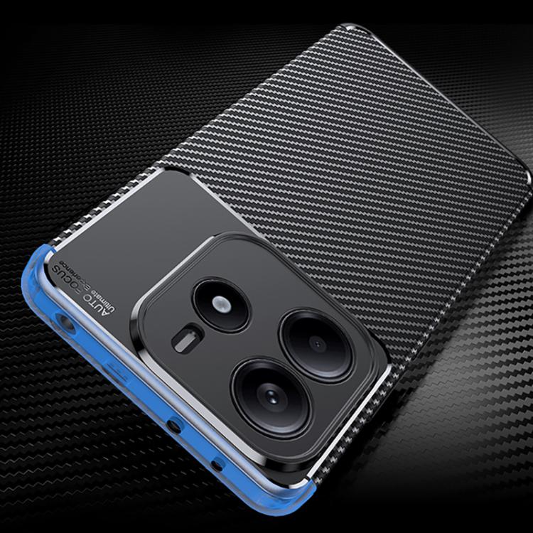 For Redmi Note 14 4G 163.25mm Carbon Fiber Texture Shockproof TPU Phone Case - Black
