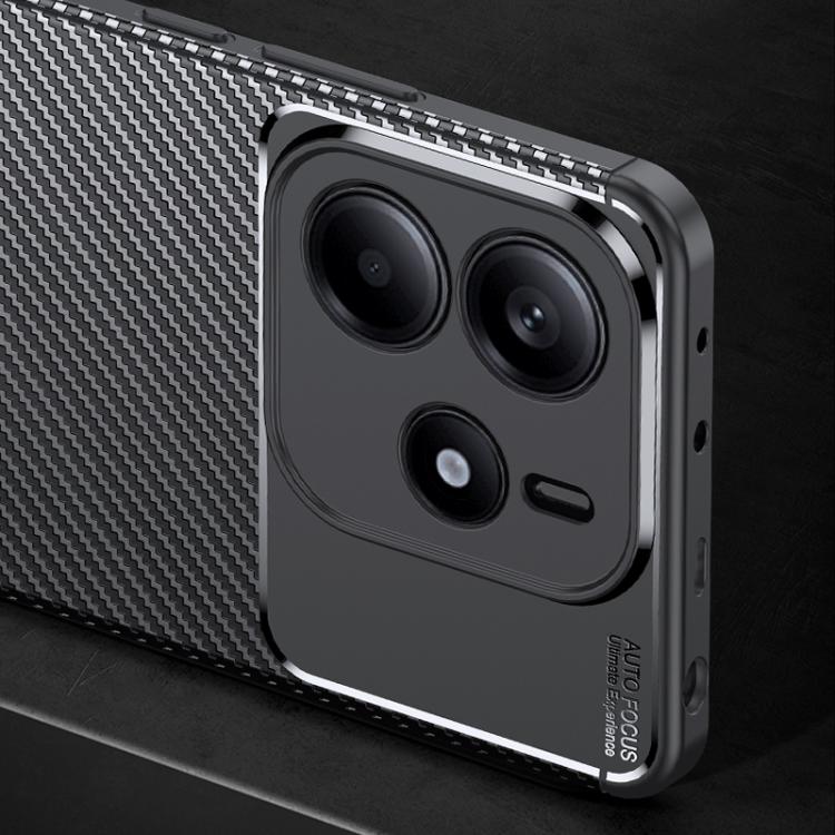 For Redmi Note 14 4G 163.25mm Carbon Fiber Texture Shockproof TPU Phone Case - Black