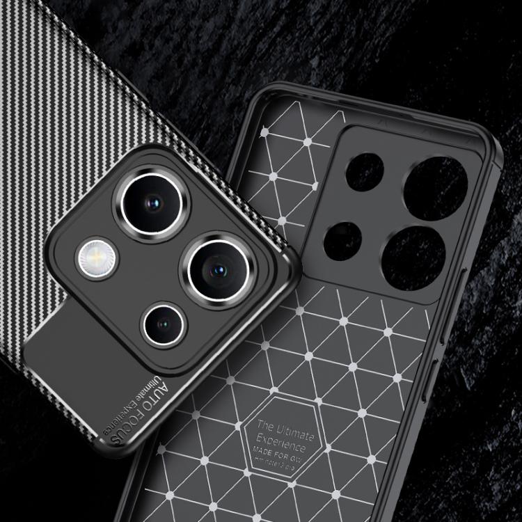 For Redmi Note 14S 4G Carbon Fiber Texture Shockproof TPU Phone Case - Black