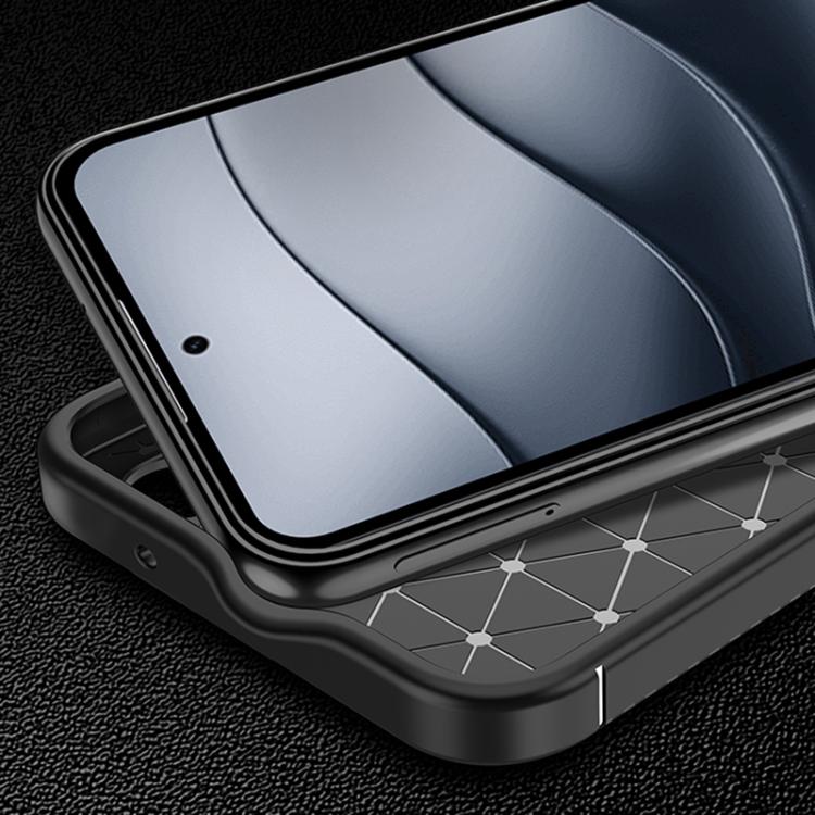 For Redmi Note 14S 4G Carbon Fiber Texture Shockproof TPU Phone Case - Black