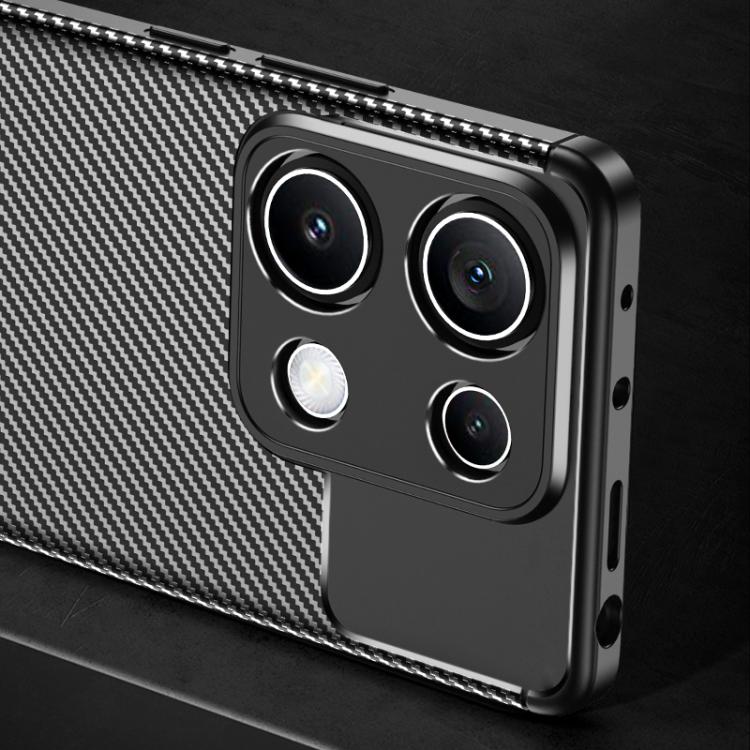 For Redmi Note 14S 4G Carbon Fiber Texture Shockproof TPU Phone Case - Black