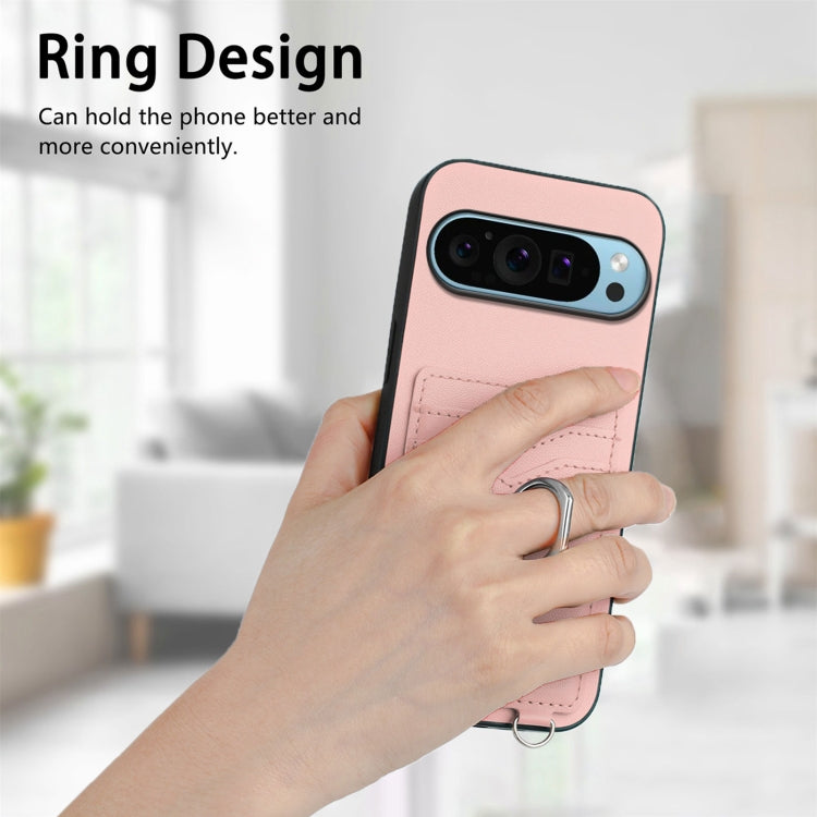 For Google Pixel 9 Pro XL R20 Crossbody Rope Ring Card Holder Phone Case