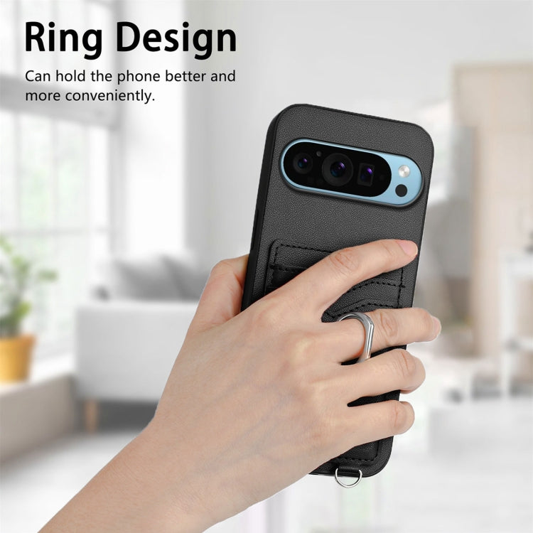 For Google Pixel 9 Pro XL R20 Crossbody Rope Ring Card Holder Phone Case