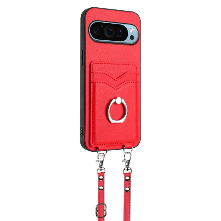 For Google Pixel 9 Pro XL R20 Crossbody Rope Ring Card Holder Phone Case