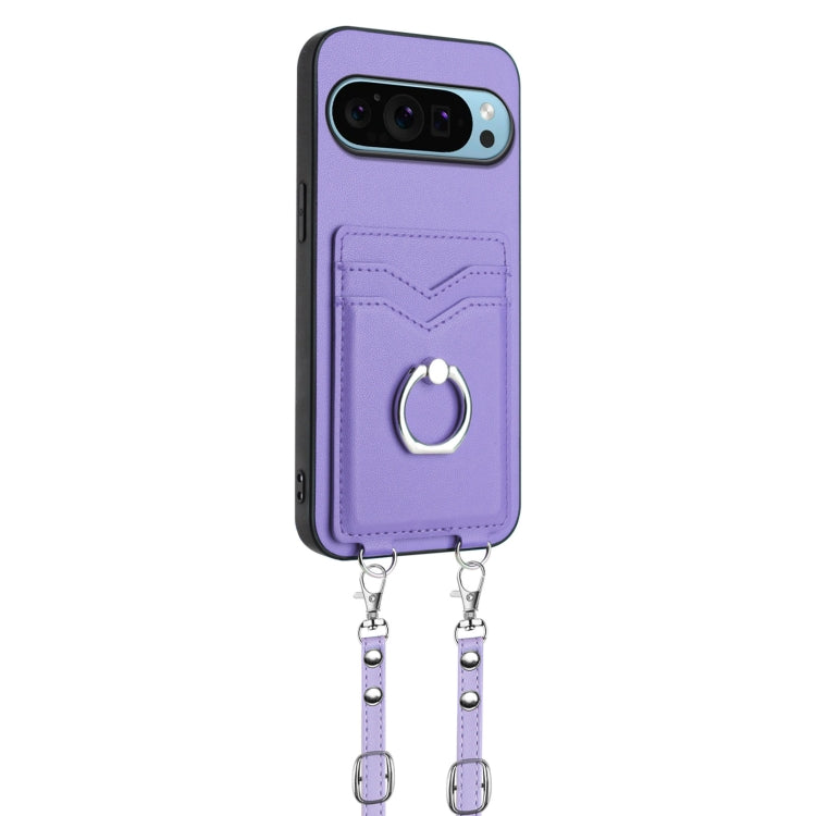 For Google Pixel 9 Pro XL R20 Crossbody Rope Ring Card Holder Phone Case