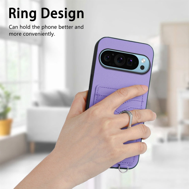 For Google Pixel 9 Pro XL R20 Crossbody Rope Ring Card Holder Phone Case