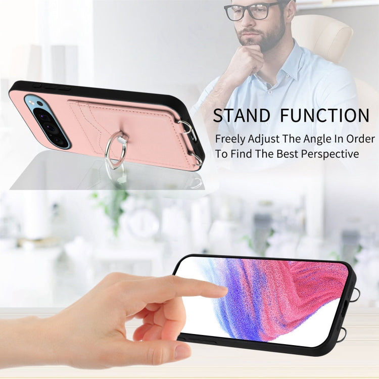 For Google Pixel 9 / 9 Pro R20 Crossbody Rope Ring Card Holder Phone Case