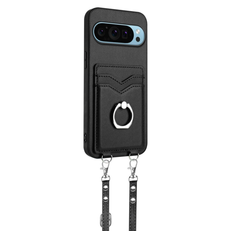 For Google Pixel 9 / 9 Pro R20 Crossbody Rope Ring Card Holder Phone Case