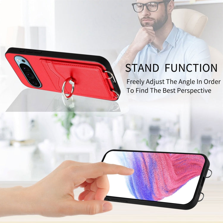 For Google Pixel 9 / 9 Pro R20 Crossbody Rope Ring Card Holder Phone Case