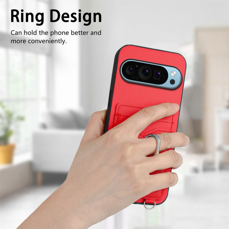 For Google Pixel 9 / 9 Pro R20 Crossbody Rope Ring Card Holder Phone Case