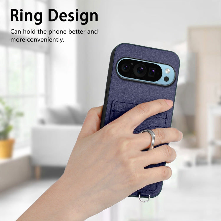 For Google Pixel 9 / 9 Pro R20 Crossbody Rope Ring Card Holder Phone Case