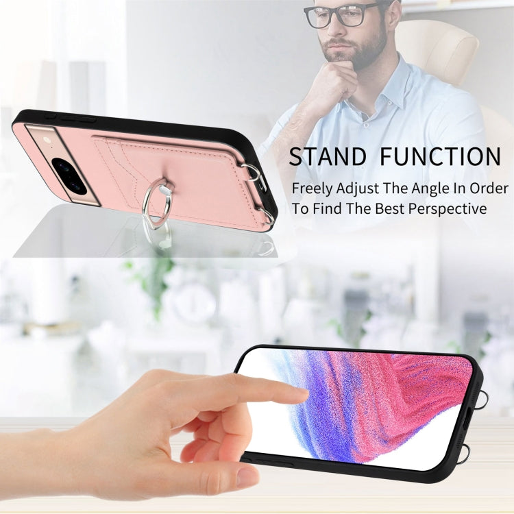 For Google Pixel 8a R20 Crossbody Rope Ring Card Holder Phone Case