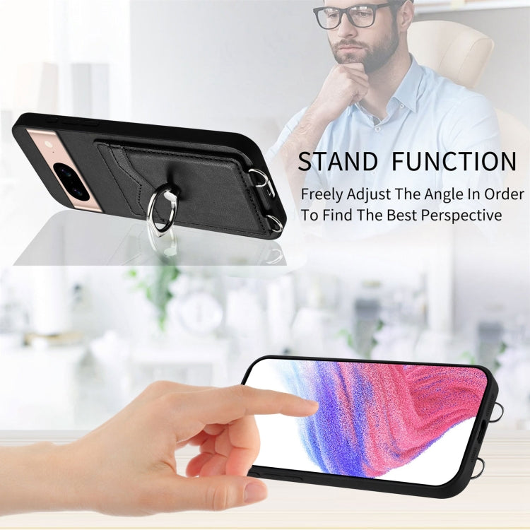 For Google Pixel 8a R20 Crossbody Rope Ring Card Holder Phone Case