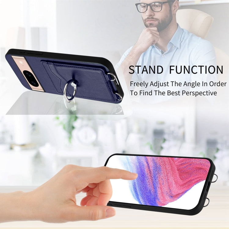 For Google Pixel 8a R20 Crossbody Rope Ring Card Holder Phone Case