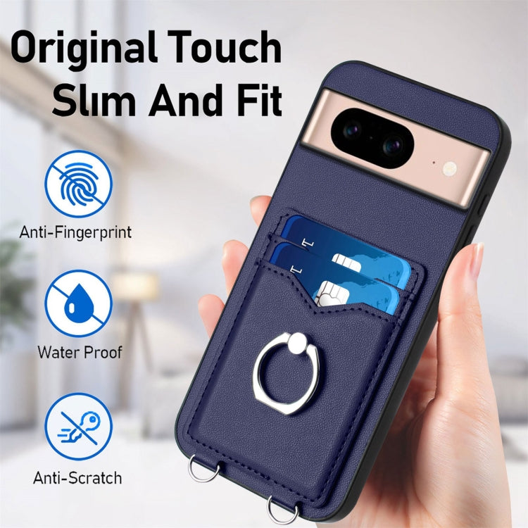 For Google Pixel 8a R20 Crossbody Rope Ring Card Holder Phone Case