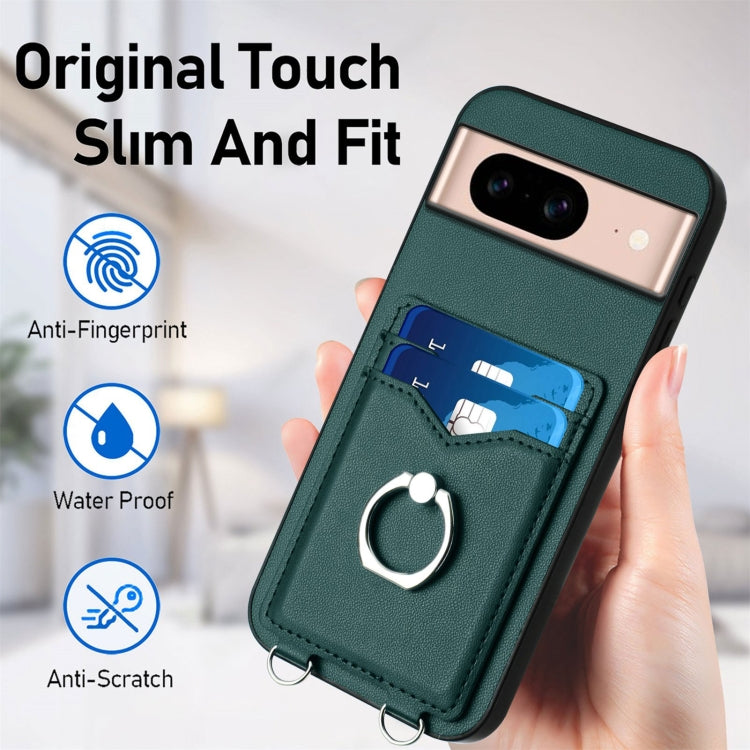 For Google Pixel 8a R20 Crossbody Rope Ring Card Holder Phone Case