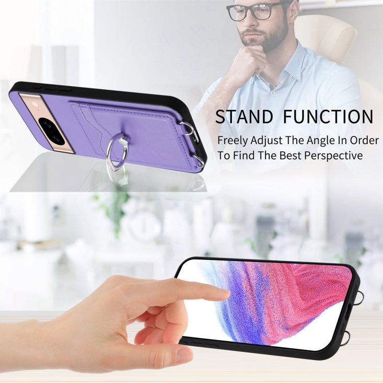 For Google Pixel 8a R20 Crossbody Rope Ring Card Holder Phone Case