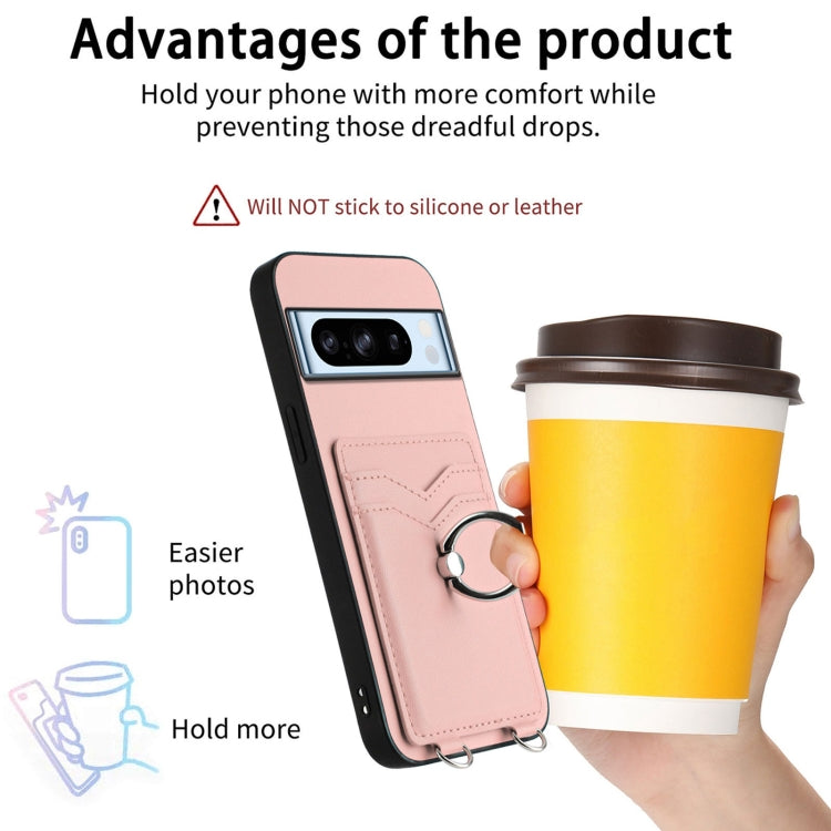 For Google Pixel 8 Pro R20 Crossbody Rope Ring Card Holder Phone Case
