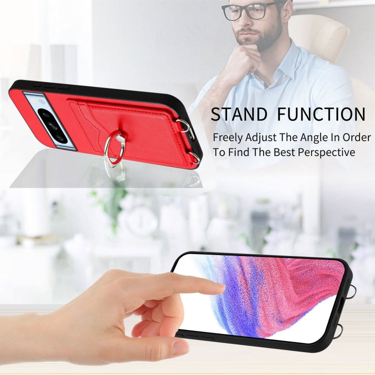 For Google Pixel 8 Pro R20 Crossbody Rope Ring Card Holder Phone Case