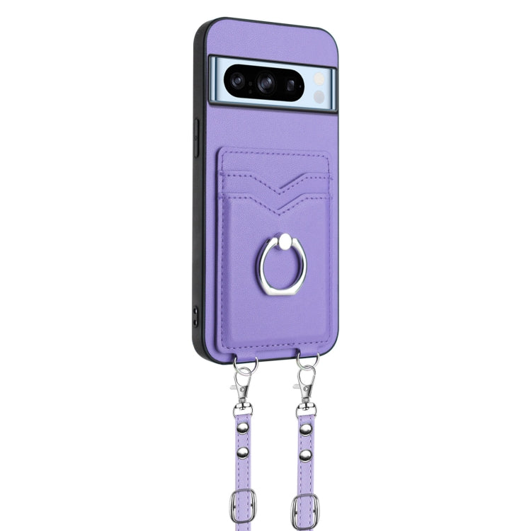 For Google Pixel 8 Pro R20 Crossbody Rope Ring Card Holder Phone Case