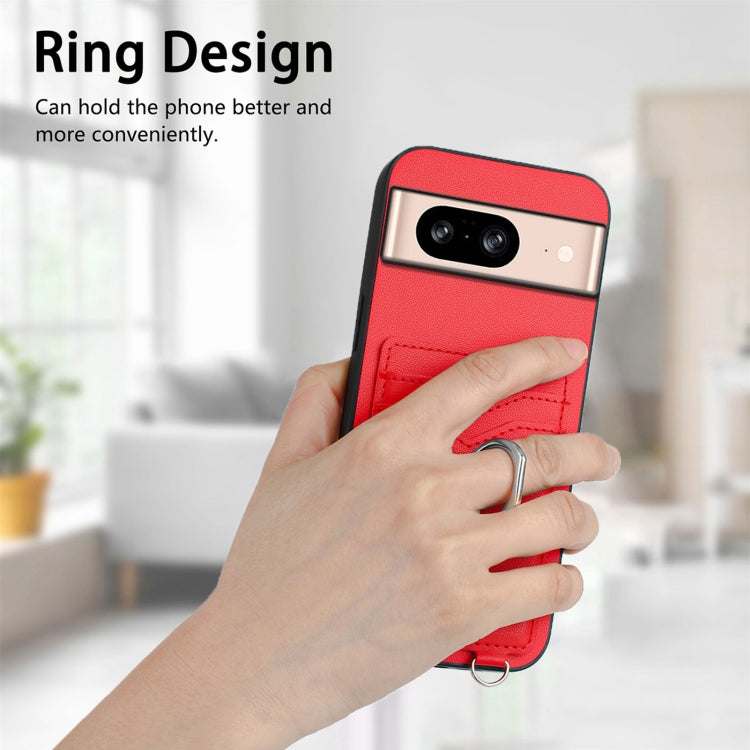 For Google Pixel 8 R20 Crossbody Rope Ring Card Holder Phone Case