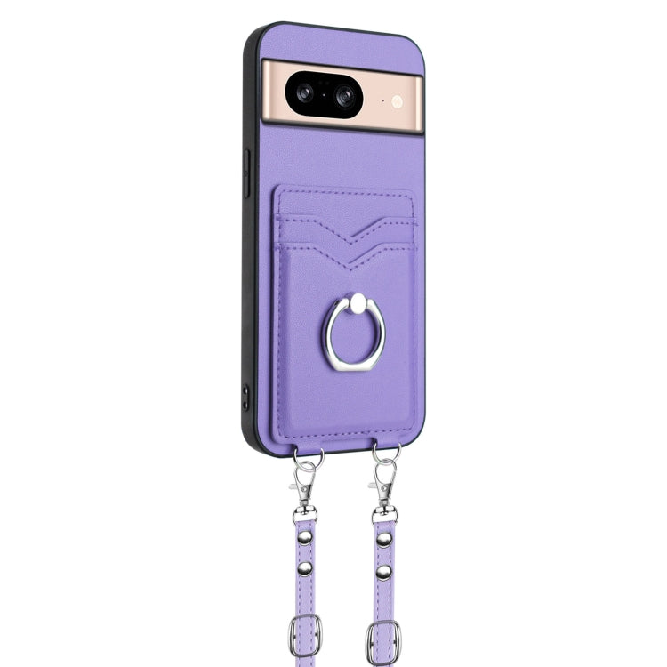 For Google Pixel 8 R20 Crossbody Rope Ring Card Holder Phone Case