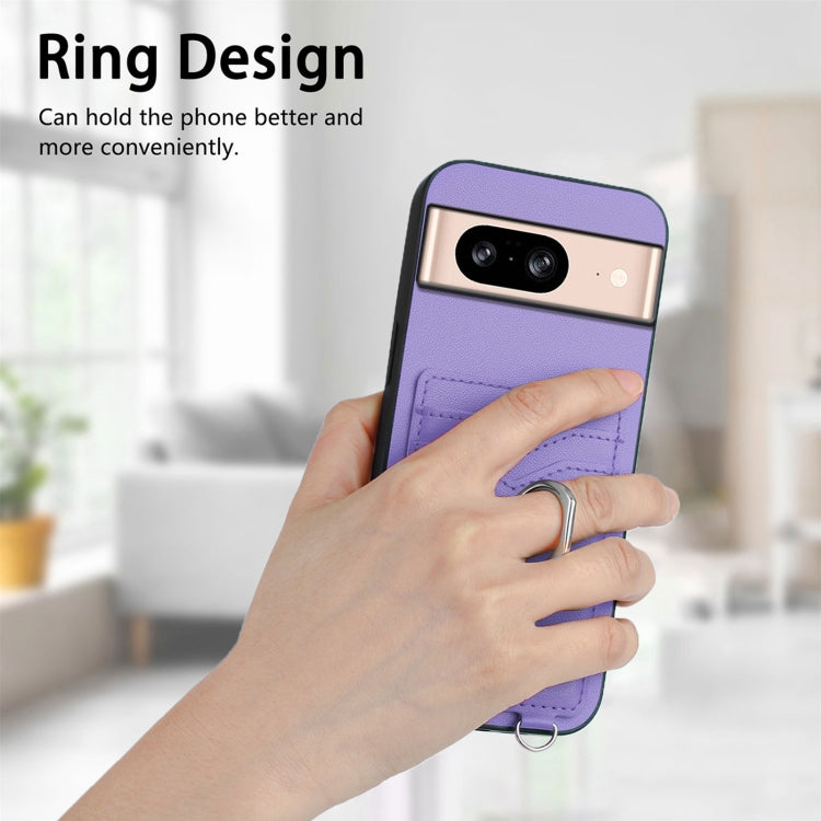 For Google Pixel 8 R20 Crossbody Rope Ring Card Holder Phone Case