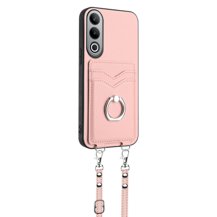 For OnePlus Nord CE4 / OPPO K12 5G R20 Crossbody Rope Ring Card Holder Phone Case