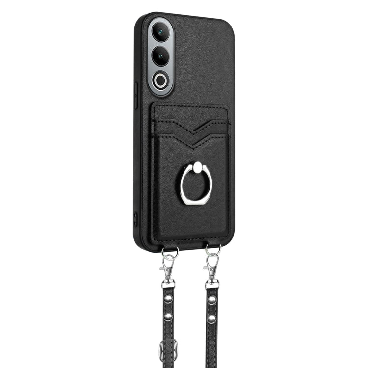For OnePlus Nord CE4 / OPPO K12 5G R20 Crossbody Rope Ring Card Holder Phone Case