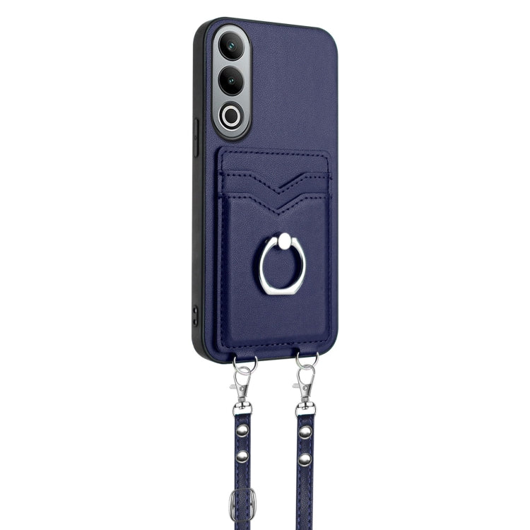 For OnePlus Nord CE4 / OPPO K12 5G R20 Crossbody Rope Ring Card Holder Phone Case