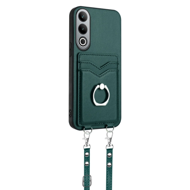 For OnePlus Nord CE4 / OPPO K12 5G R20 Crossbody Rope Ring Card Holder Phone Case