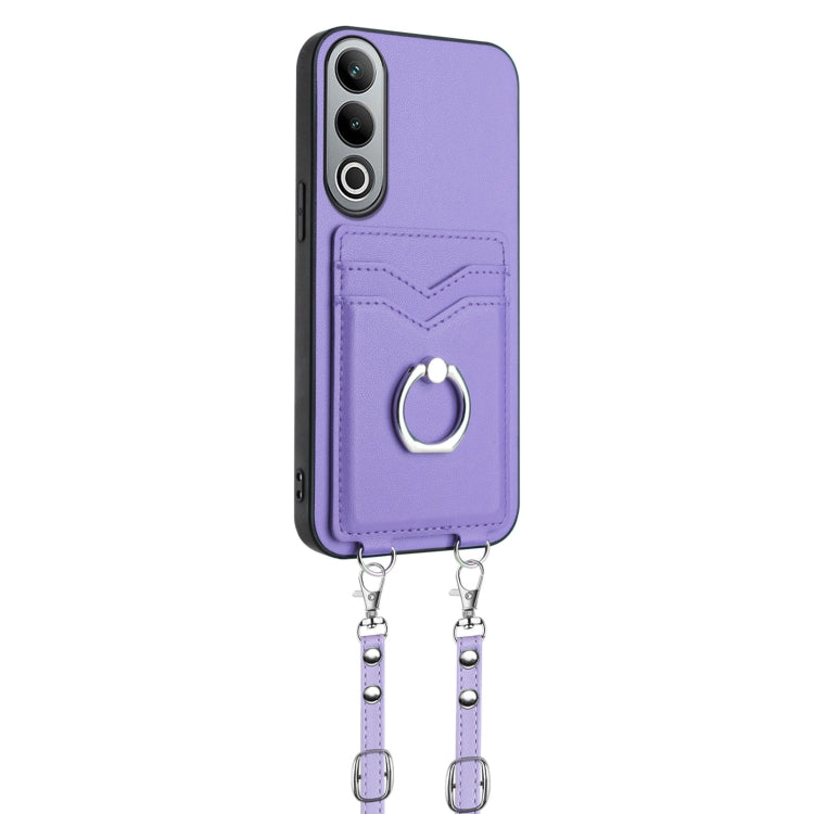For OnePlus Nord CE4 / OPPO K12 5G R20 Crossbody Rope Ring Card Holder Phone Case