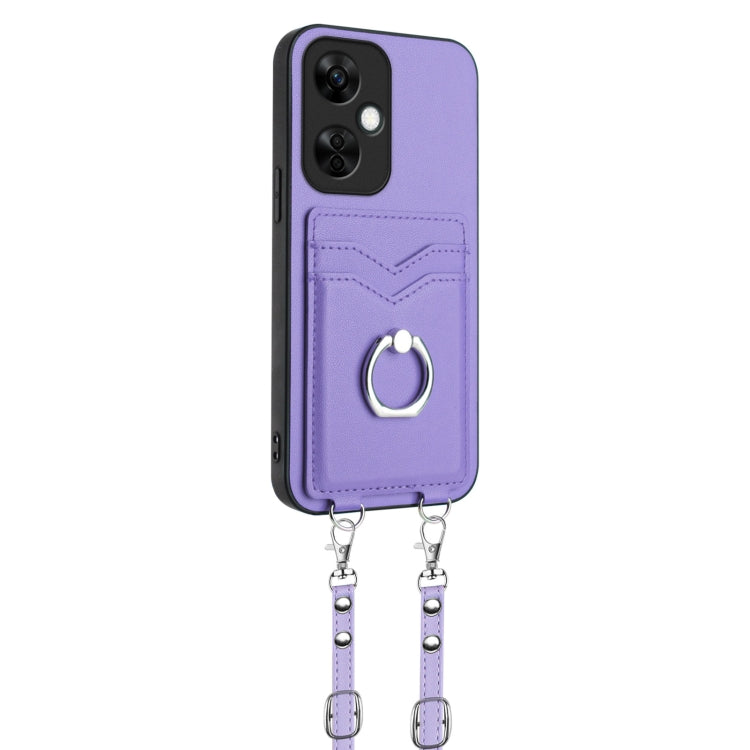 For OnePlus Nord CE3 Lite R20 Crossbody Rope Ring Card Holder Phone Case