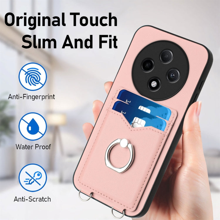 For OPPO A3 Pro 5G R20 Crossbody Rope Ring Card Holder Phone Case