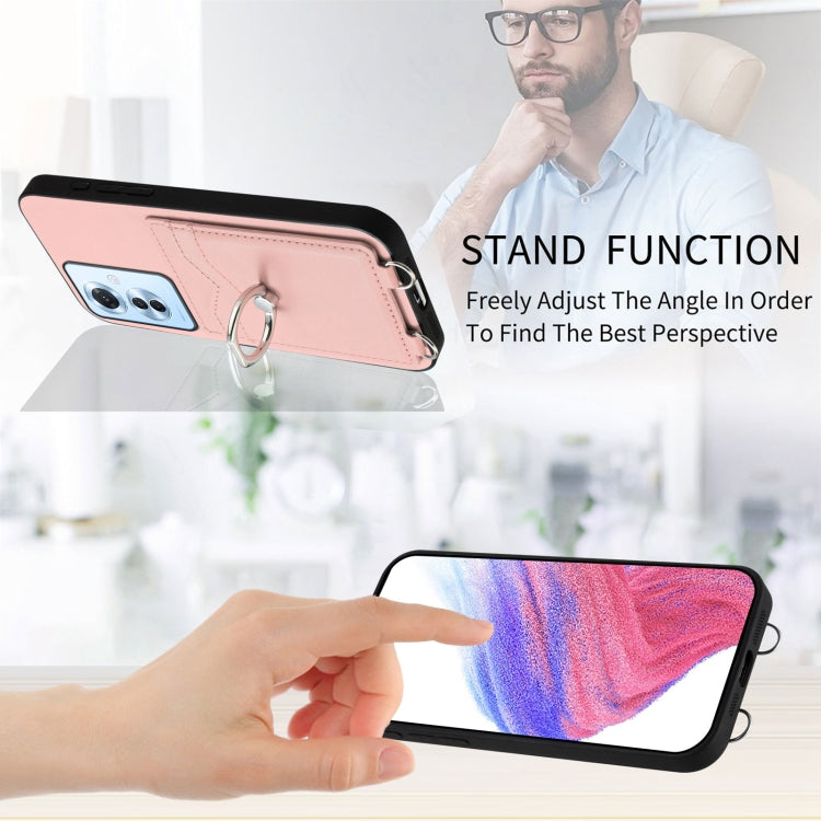 For OPPO Reno11 F Thai Version R20 Crossbody Rope Ring Card Holder Phone Case