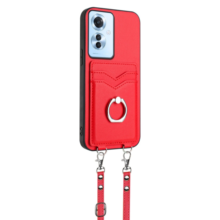 For OPPO Reno11 F Thai Version R20 Crossbody Rope Ring Card Holder Phone Case