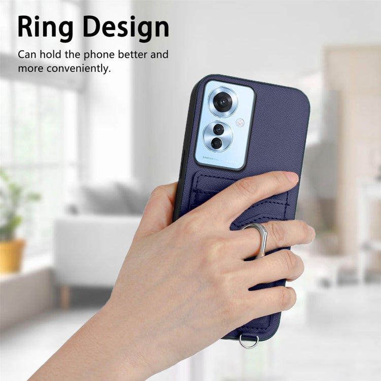 For OPPO Reno11 F Thai Version R20 Crossbody Rope Ring Card Holder Phone Case