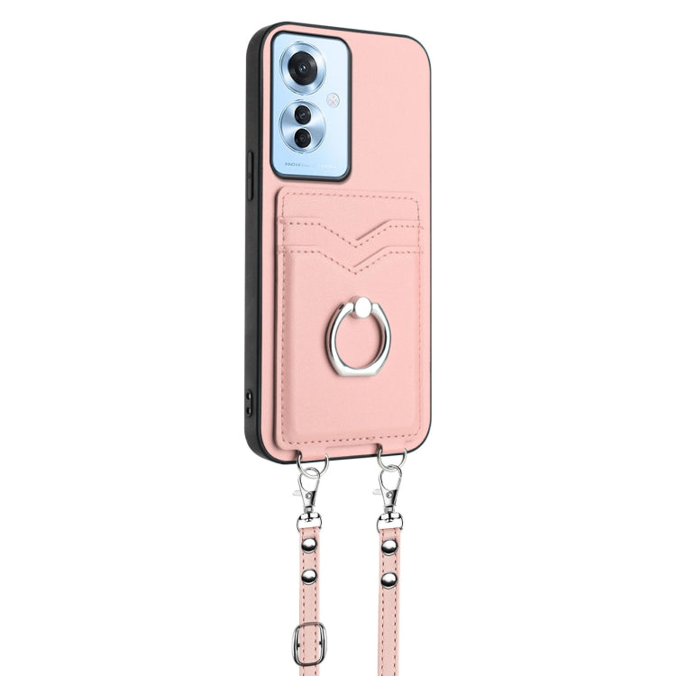 For OPPO F25 Pro 5G India R20 Crossbody Rope Ring Card Holder Phone Case