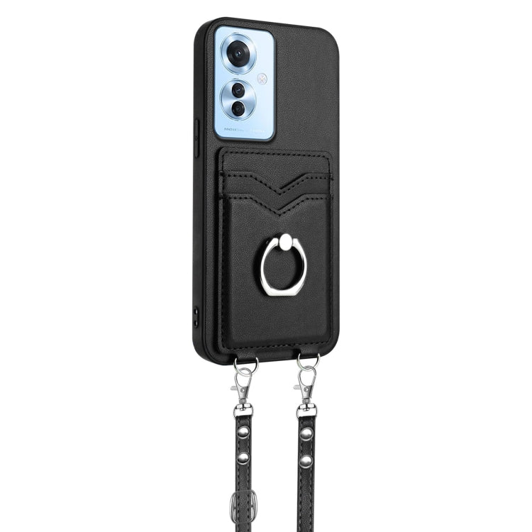 For OPPO F25 Pro 5G India R20 Crossbody Rope Ring Card Holder Phone Case