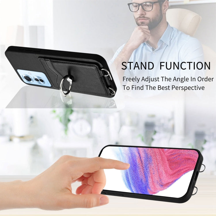 For OPPO F25 Pro 5G India R20 Crossbody Rope Ring Card Holder Phone Case