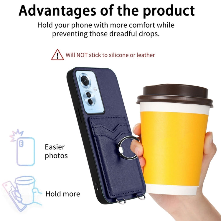 For OPPO F25 Pro 5G India R20 Crossbody Rope Ring Card Holder Phone Case