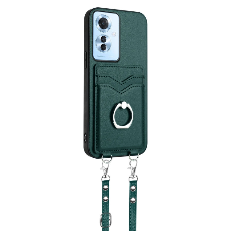 For OPPO F25 Pro 5G India R20 Crossbody Rope Ring Card Holder Phone Case