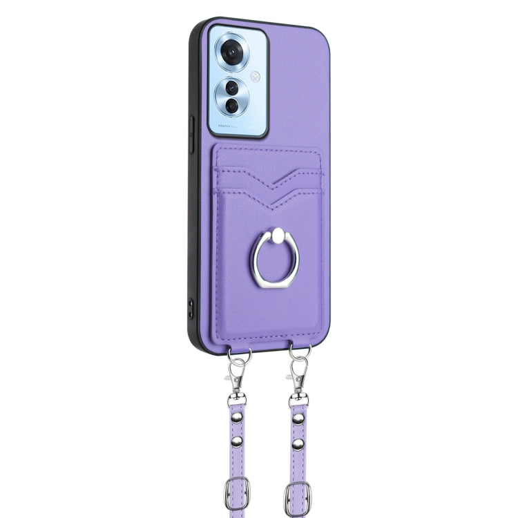 For OPPO F25 Pro 5G India R20 Crossbody Rope Ring Card Holder Phone Case
