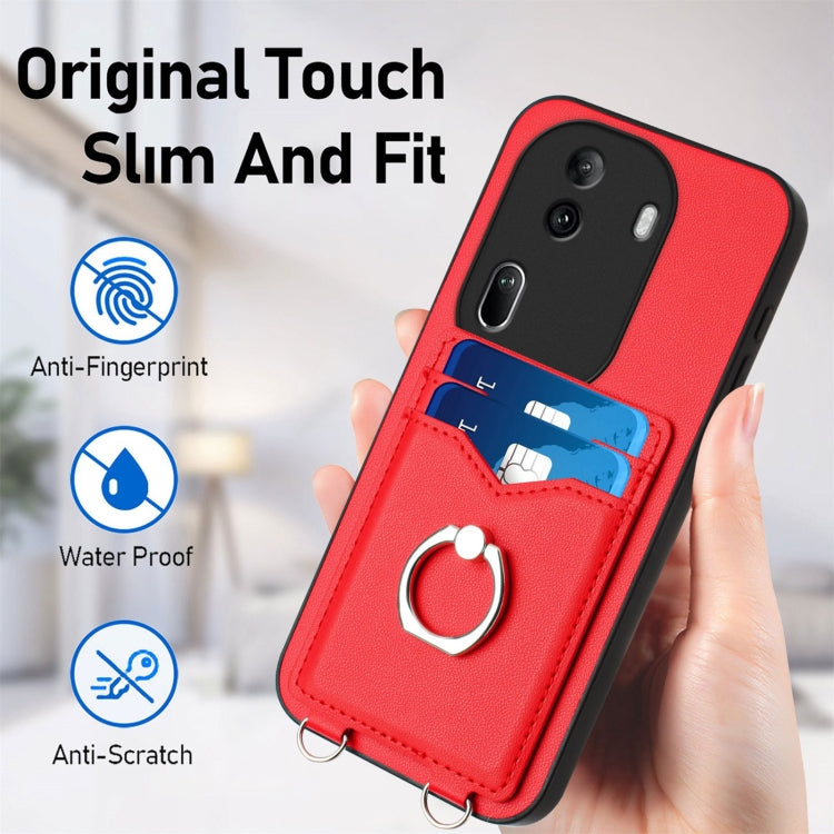 For OPPO Reno11 Pro Global R20 Crossbody Rope Ring Card Holder Phone Case