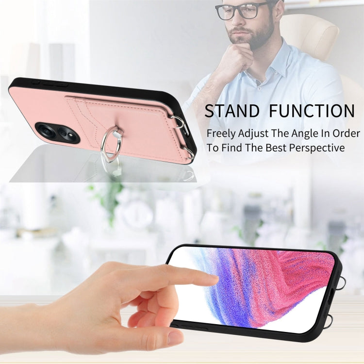 For OPPO A1 Active / A2x R20 Crossbody Rope Ring Card Holder Phone Case