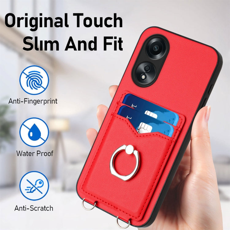 For OPPO A1 Active / A2x R20 Crossbody Rope Ring Card Holder Phone Case