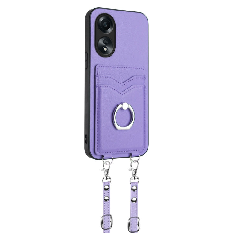 For OPPO A1 Active / A2x R20 Crossbody Rope Ring Card Holder Phone Case