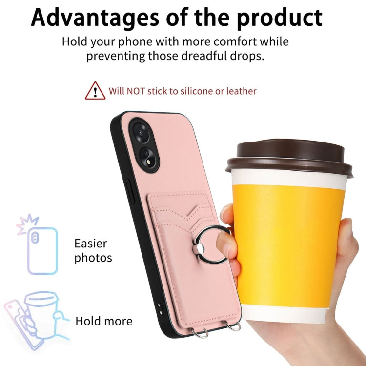For OPPO A38 4G / A18 4G Global R20 Crossbody Rope Ring Card Holder Phone Case