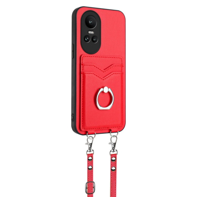 For OPPO Reno10 R20 Crossbody Rope Ring Card Holder Phone Case