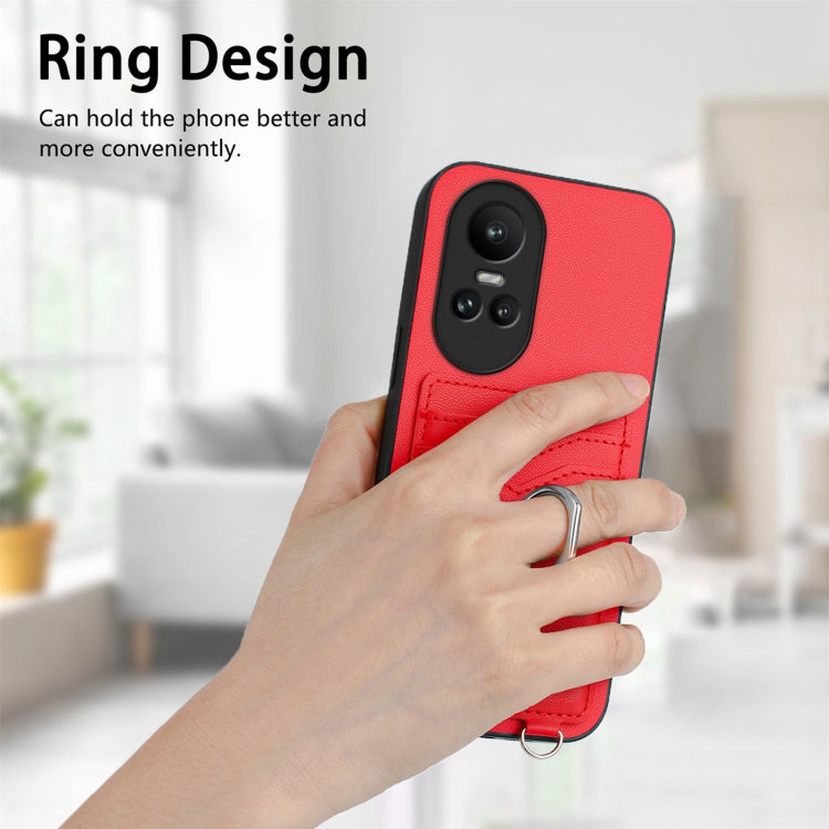 For OPPO Reno10 Pro 5G Global R20 Crossbody Rope Ring Card Holder Phone Case